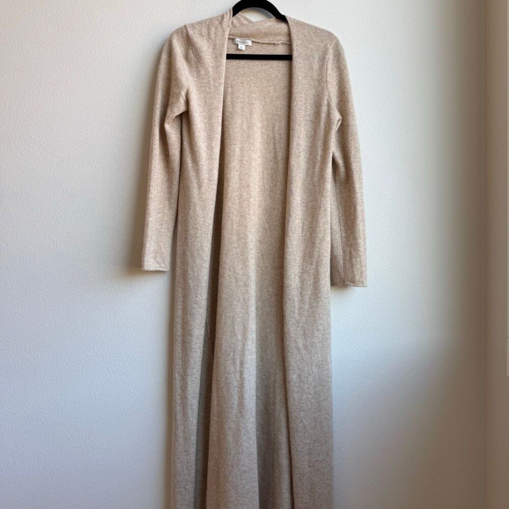 Garnet Hill Cashmere Duster Long Open Front Lounge Cardigan Sweater Size Small